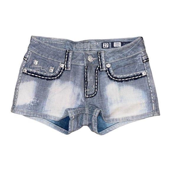 Miss Me Sunny JPD1026SH-2 Embroidered Distressed Dip Dye Booty Shorts 27 - Picture 1 of 7